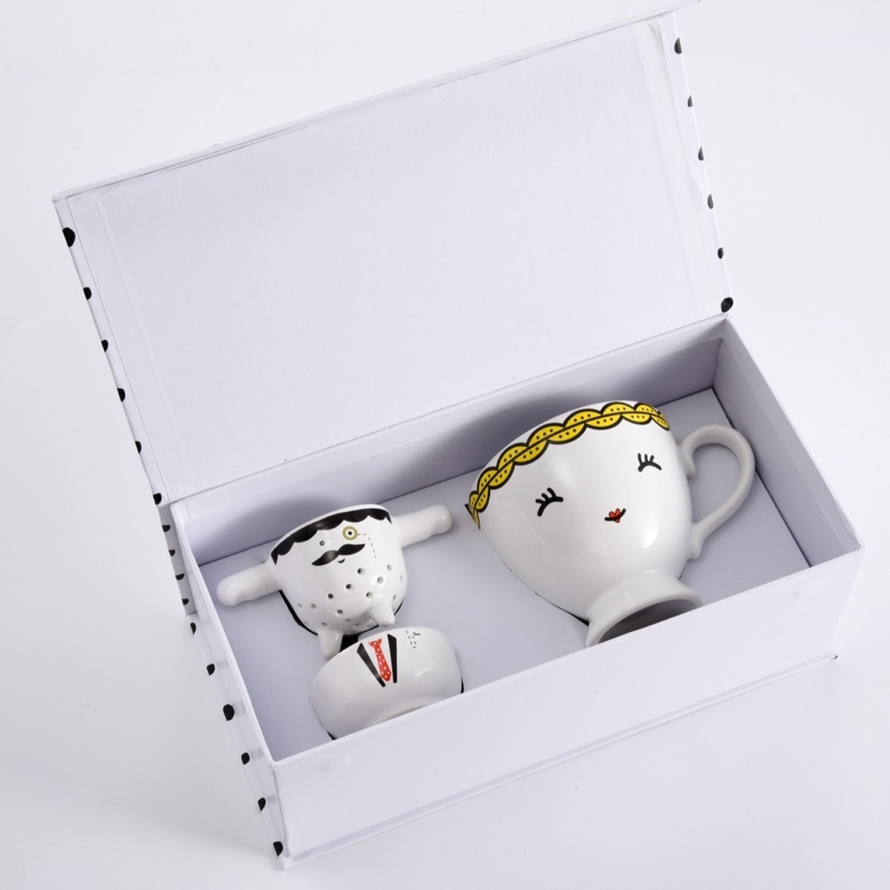 Tea couple porcelain tea set cute funny novelty gift new in box - Picture 5 of 10